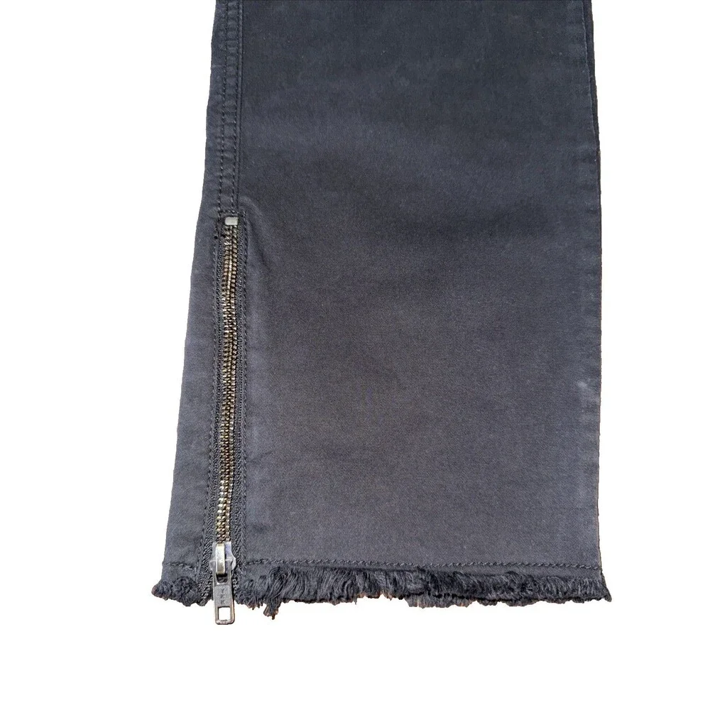 Sanctuary Black Cargo Pants Frayed Hem Zip Utility Stretch Mid Rise Ankle 28 NWT
